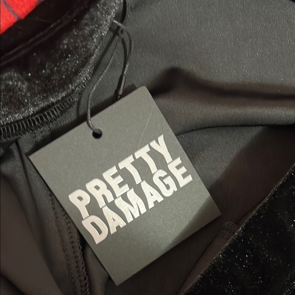 Pretty Damage Black Velvet Boot Cut Flare Pants w/Lace Bottom. Size M - Picture 6 of 6